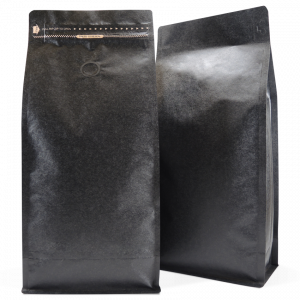 Black 1kg Side Gusset Bags with Valve and Tin Tie
