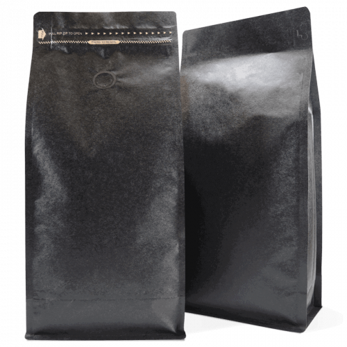 Black 250 Side Gusset Bags with Valve and Tin Tie