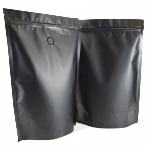 1kg Stand Up Pouch Black Matt with Valve