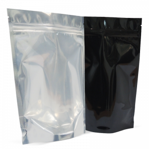 250g Side Gusset Bag Black and Clear