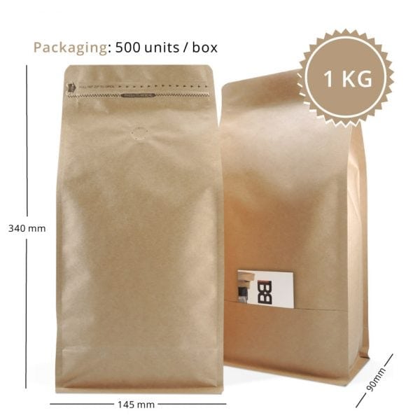 1kg Box Bottom Bags with Slit - Image 2