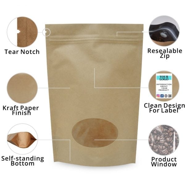 250g Stand Up Pouches with Window - Image 3