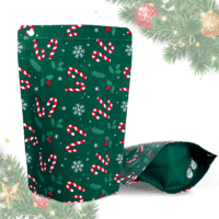 70g Christmas Stand Up Pouches - Green, Recyclable