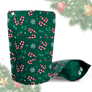 70g Christmas Stand Up Pouches - Green, Recyclable