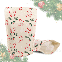 70g Christmas Stand Up Pouches - Off-White, Recyclable