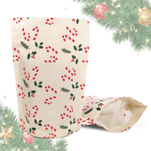 70g Christmas Stand Up Pouches - Off-White, Recyclable