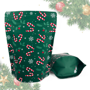 250g Christmas Stand Up Pouches - Green, Recyclable