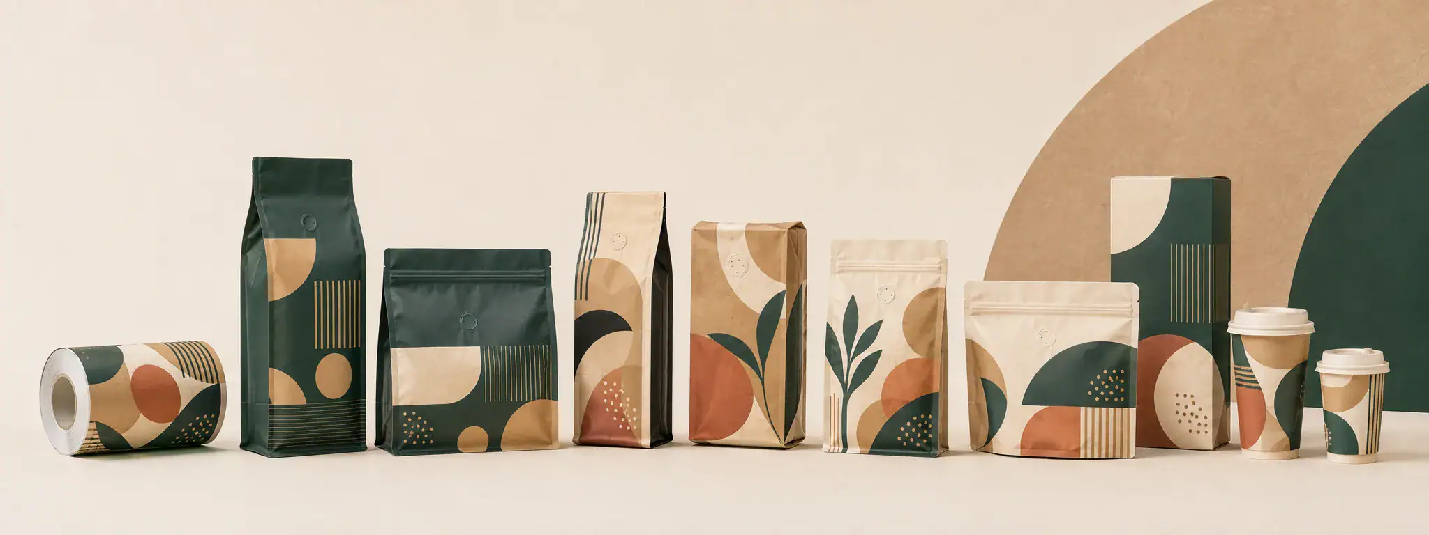 Full range of custom printed bag formats side by side